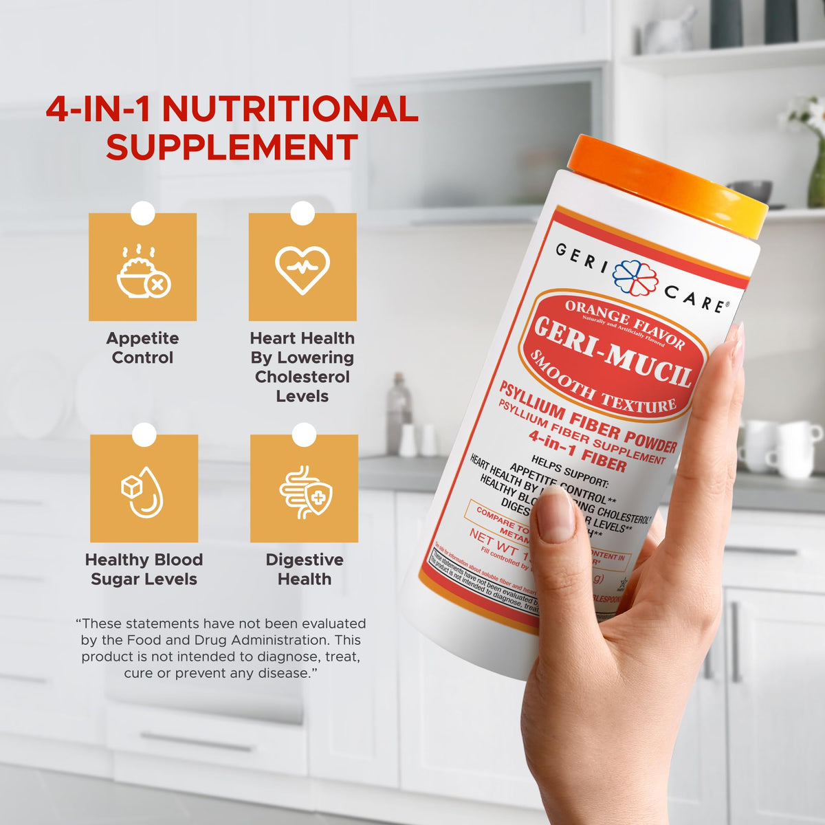 Orange-Flavor Psyllium Husk Fiber Powder 13oz P494
