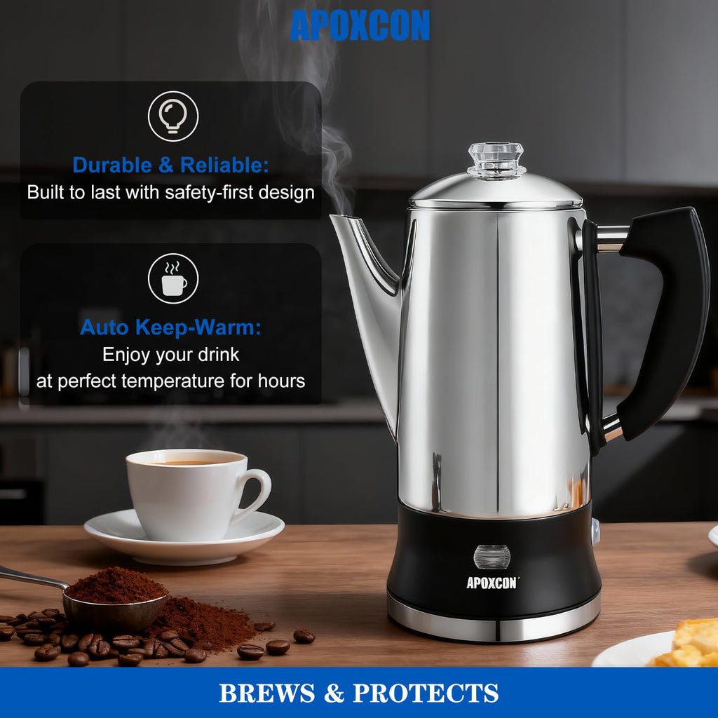 12 Cup Stainless Steel Electric Coffee Percolator U9658