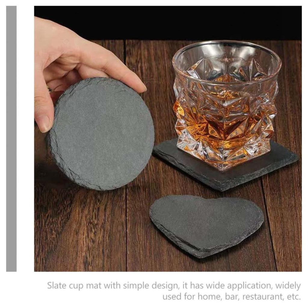 Black 12pcs Natural Stone Coaster Set R38871