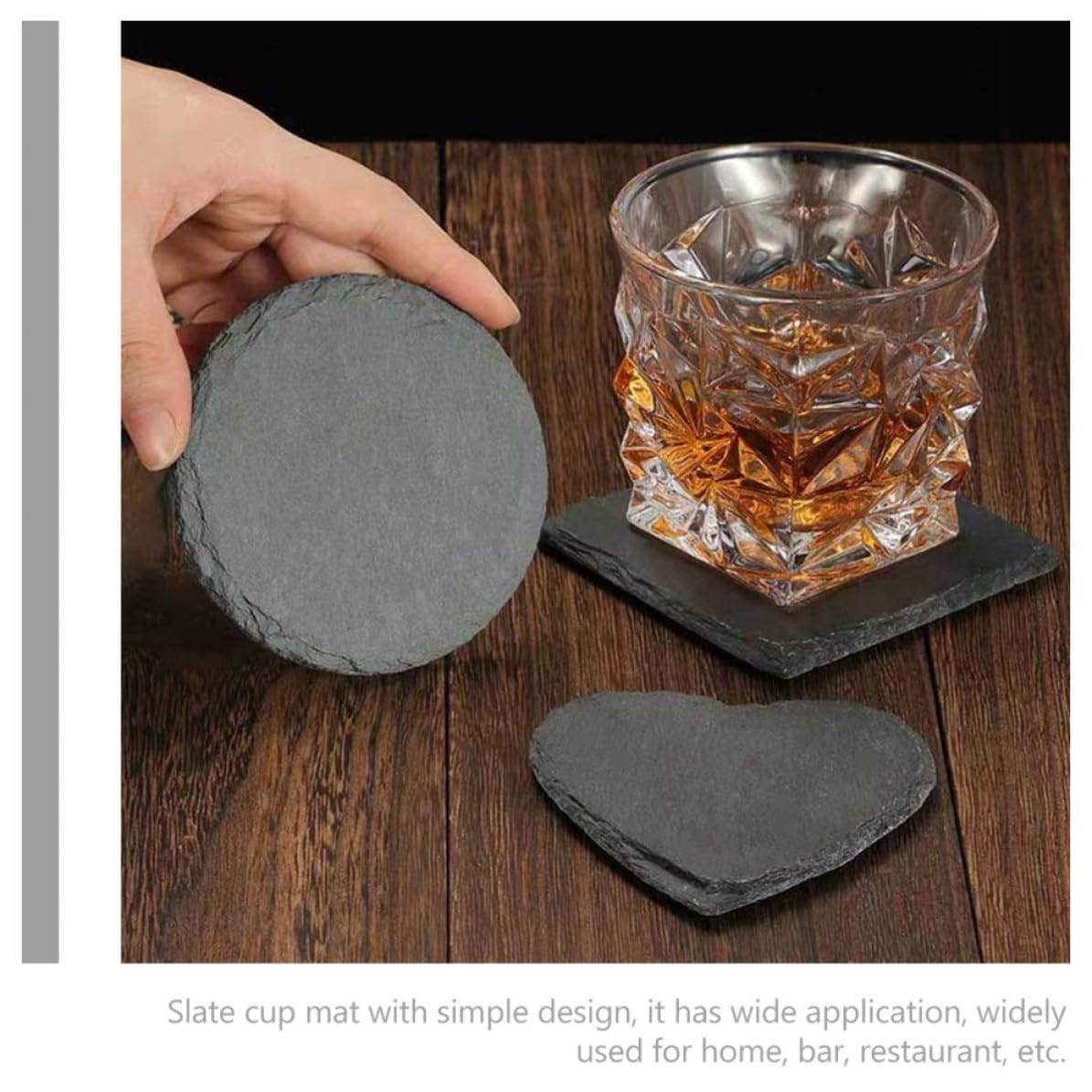 Black 12pcs Natural Stone Coaster Set R38871