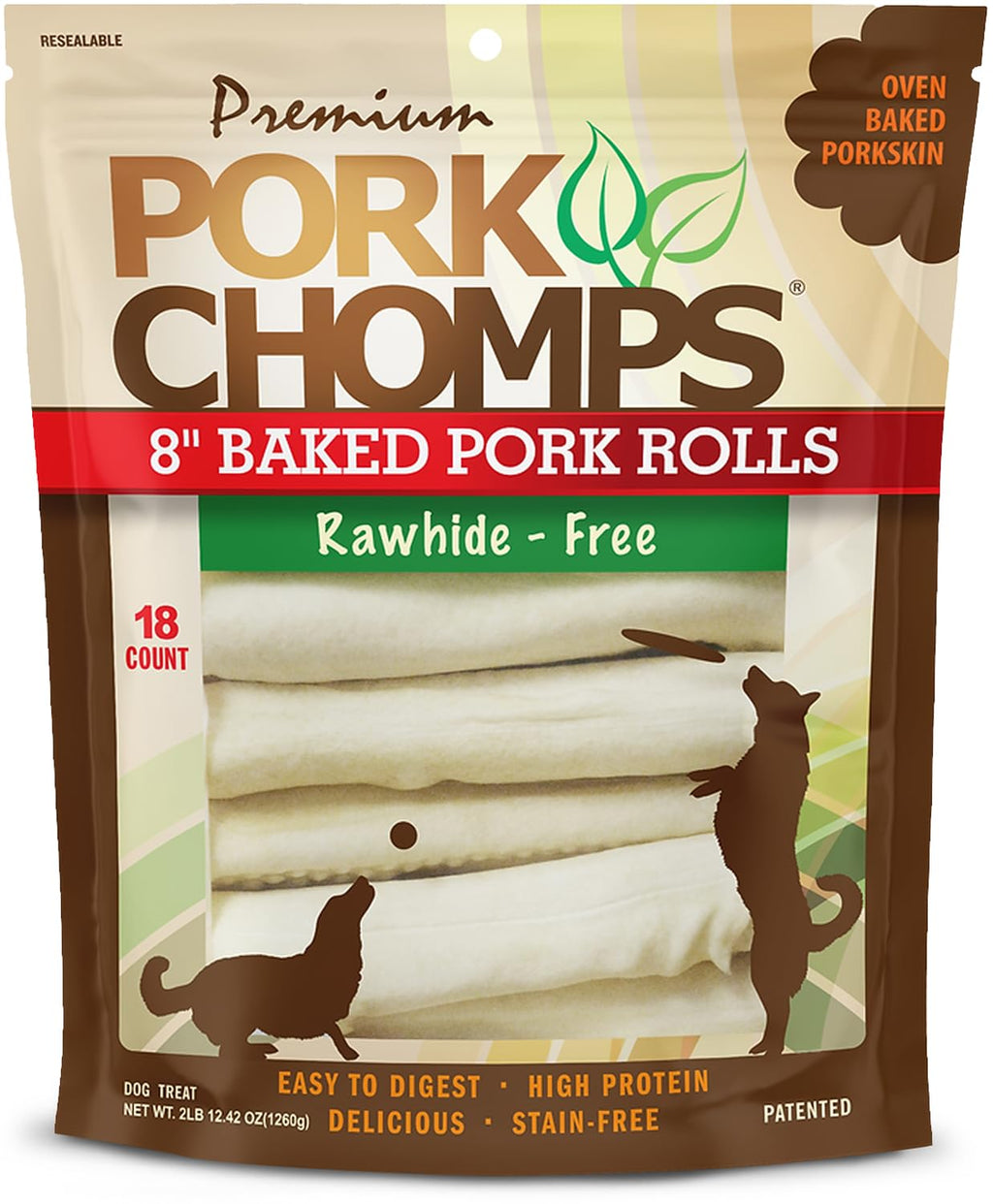 Pork Skin Dog Chews, 8in Rolls, 18ct D440182