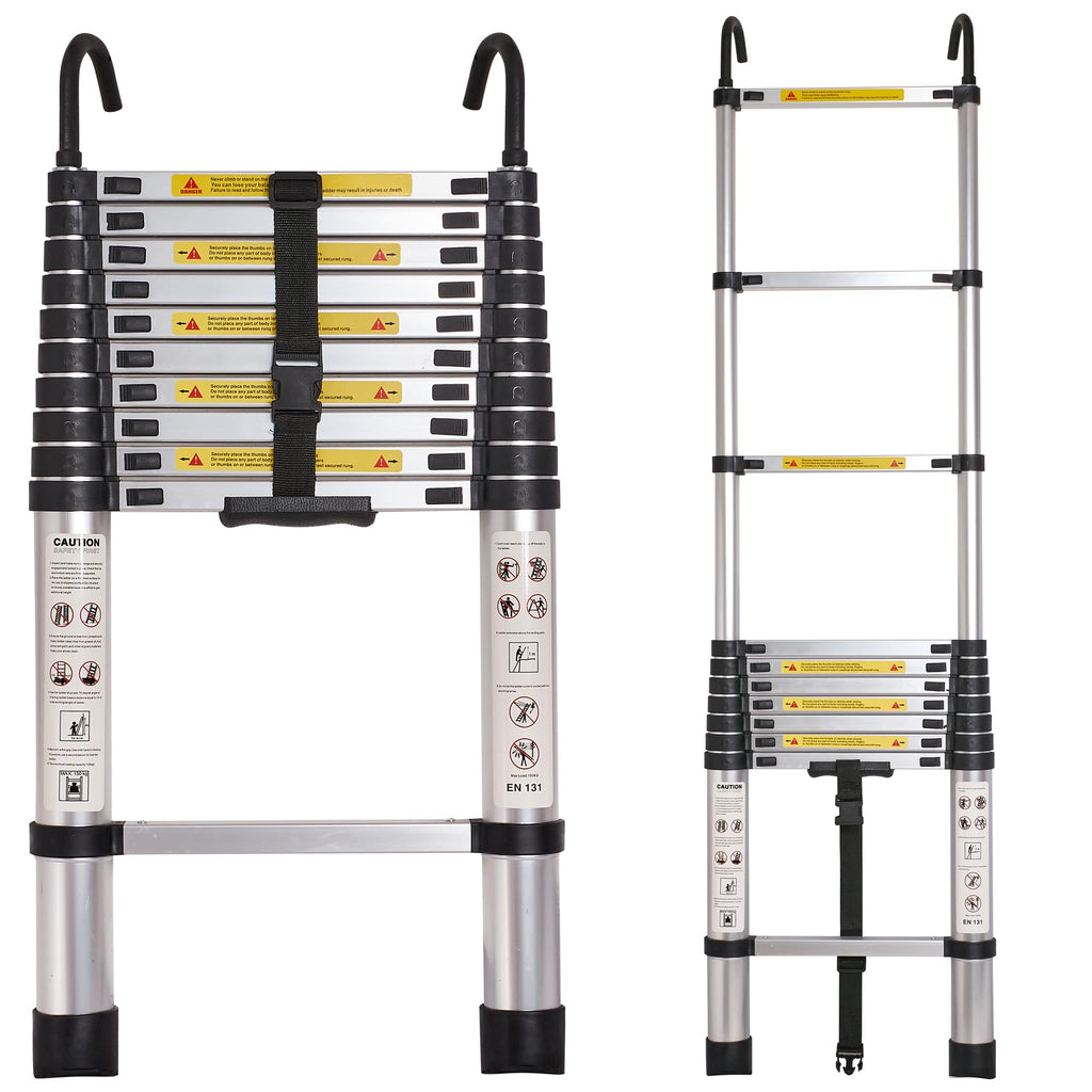 12.5 FT Aluminum Telescoping Ladder with 2 Hooks P777879