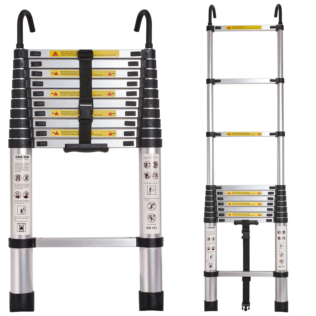 12.5 FT Aluminum Telescoping Ladder with 2 Hooks P777879