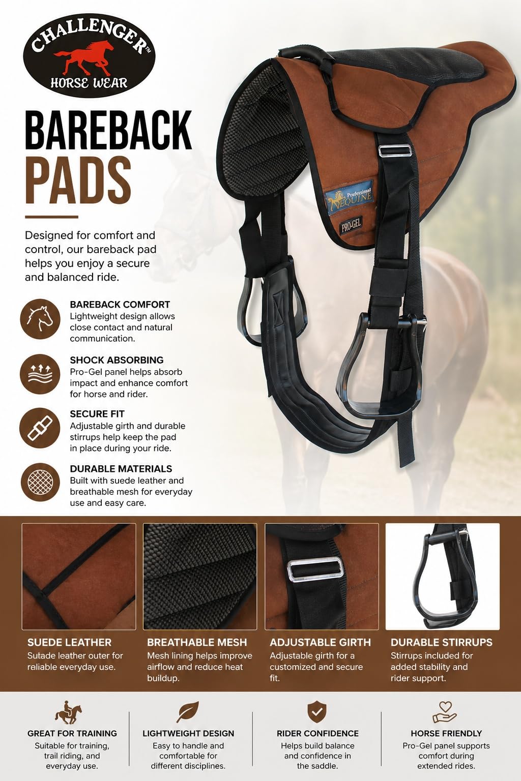 Lightweight Neoprene Padded Bareback Saddle Pad S512