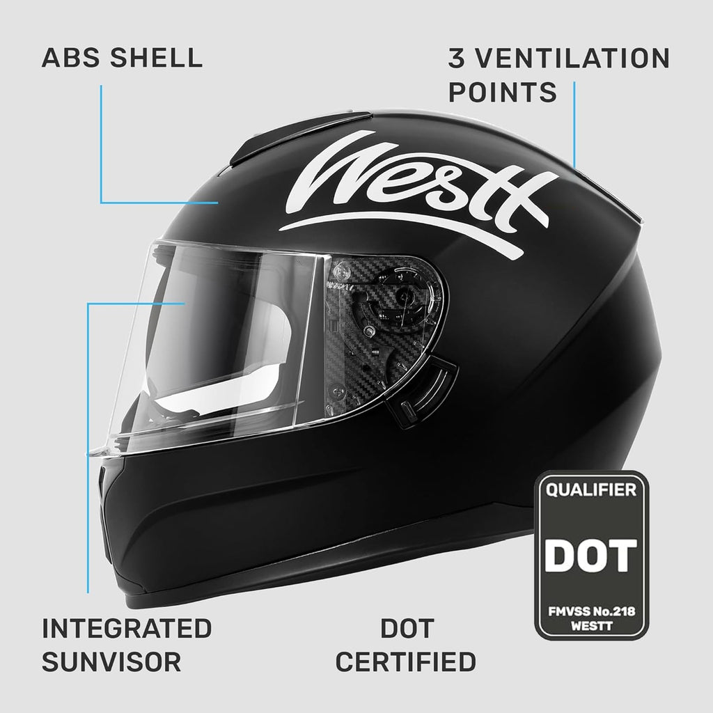 Full Face Motorcycle Helmets Dual Visor DOT Approved J1270