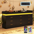 Black 9 Drawer Dresser with Charging Station and LED Lights M570