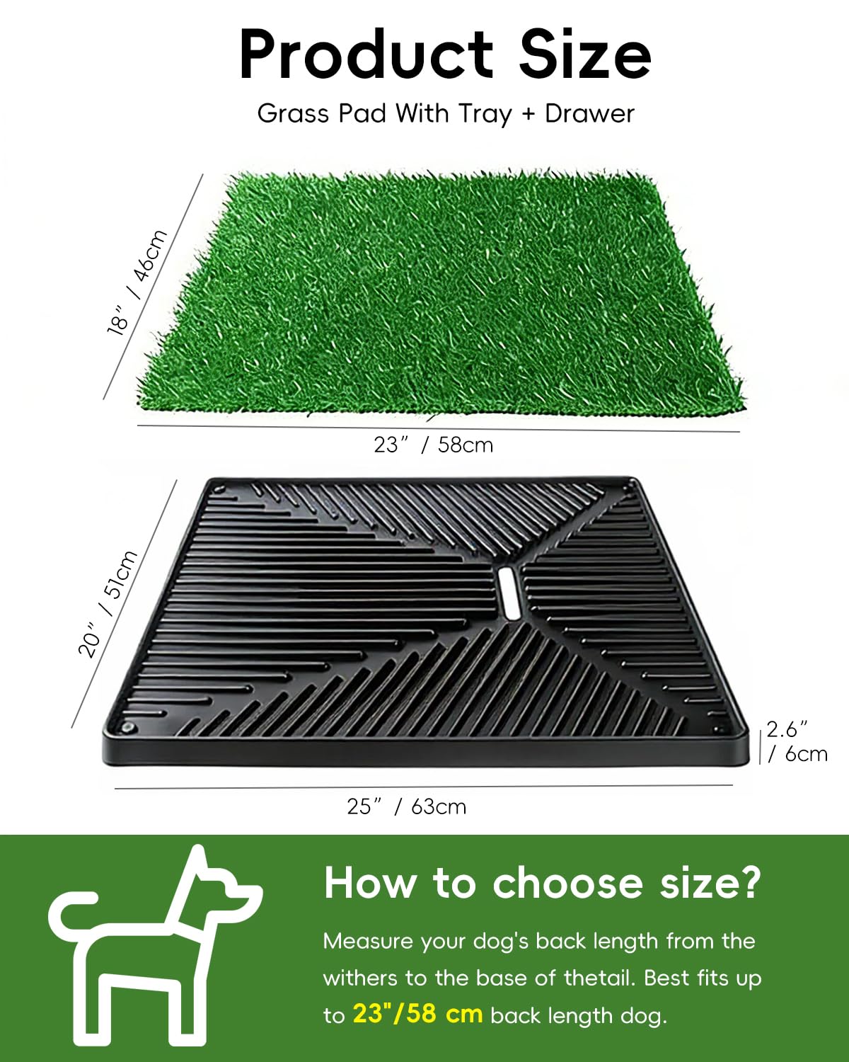 25" x 20" Artificial Grass Dog Potty Training Pad with Tray F363955