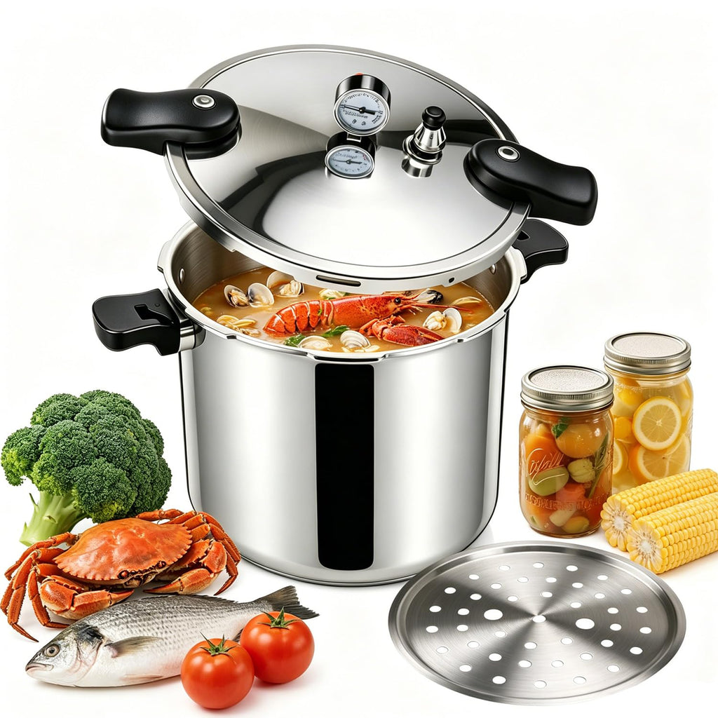 23-24QT Aluminum Pressure Cooker with Pressure Gauge T56971