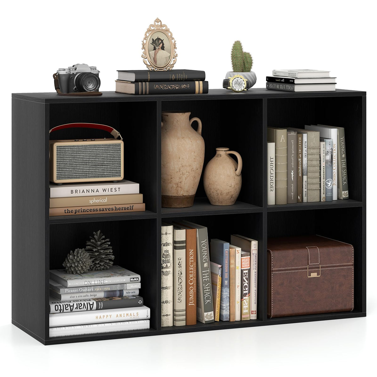 Black 6-Cube 3-Tier Bookcase O520