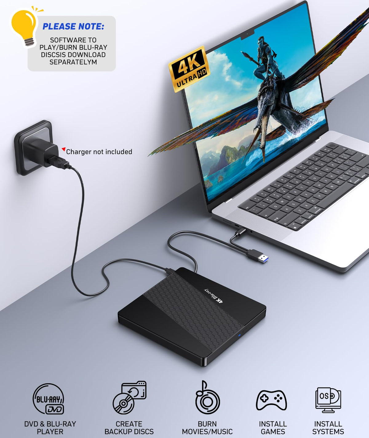 4k Blu Ray Drive with Carry Case U36182