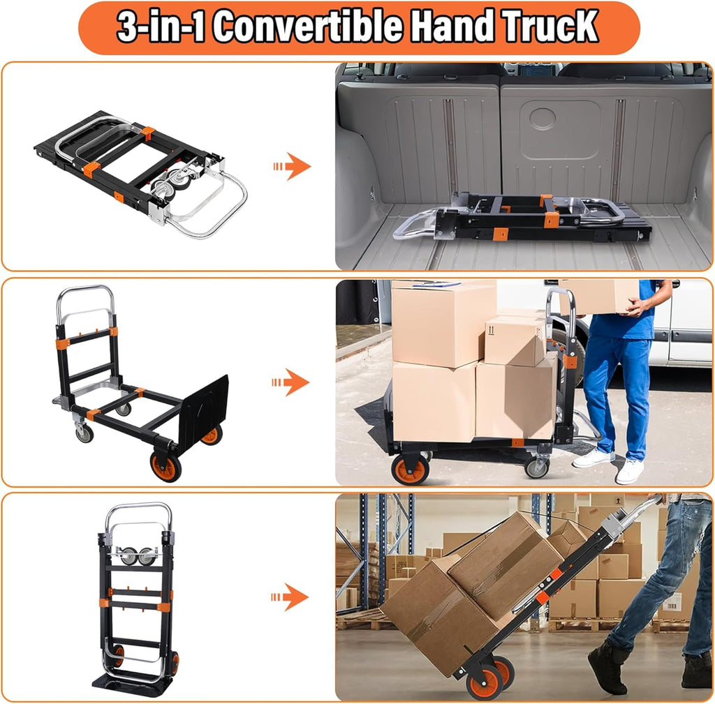 3 in 1 Folding Hand Truck 500lbs Capacity R612
