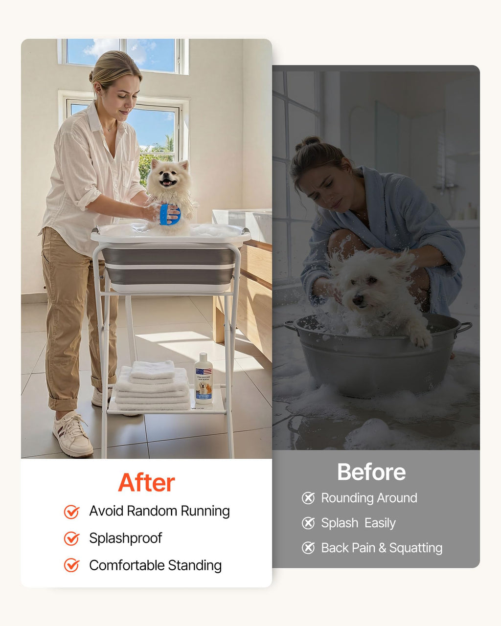 Elevated Collapsible Pet Bathtub with Drain Hose E26198