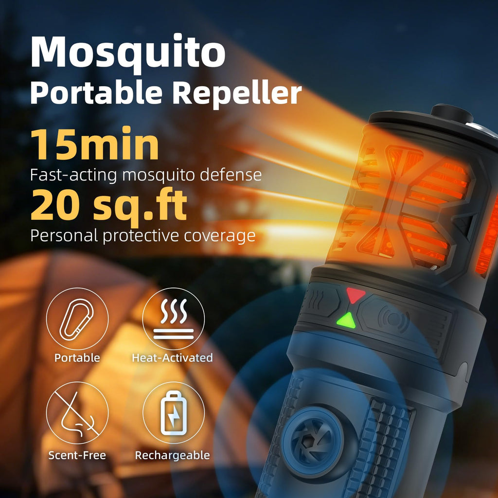 Portable Ultrasonic Mosquito Repeller with Carabiner Hook (6 Refills) H497192