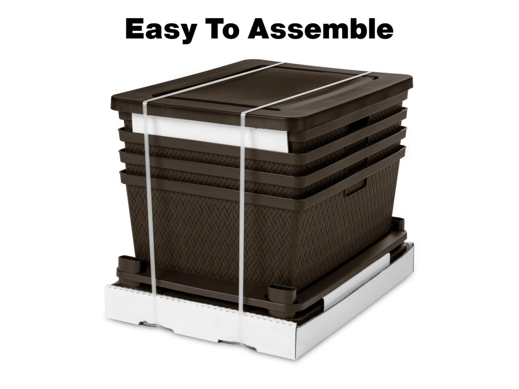 Brown 4 Drawer Plastic Storage Dresser V4513