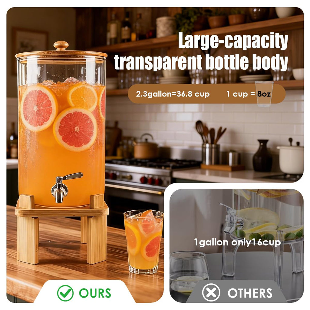 2.3 Gallon Glass Beverage Dispenser with Spigot X294