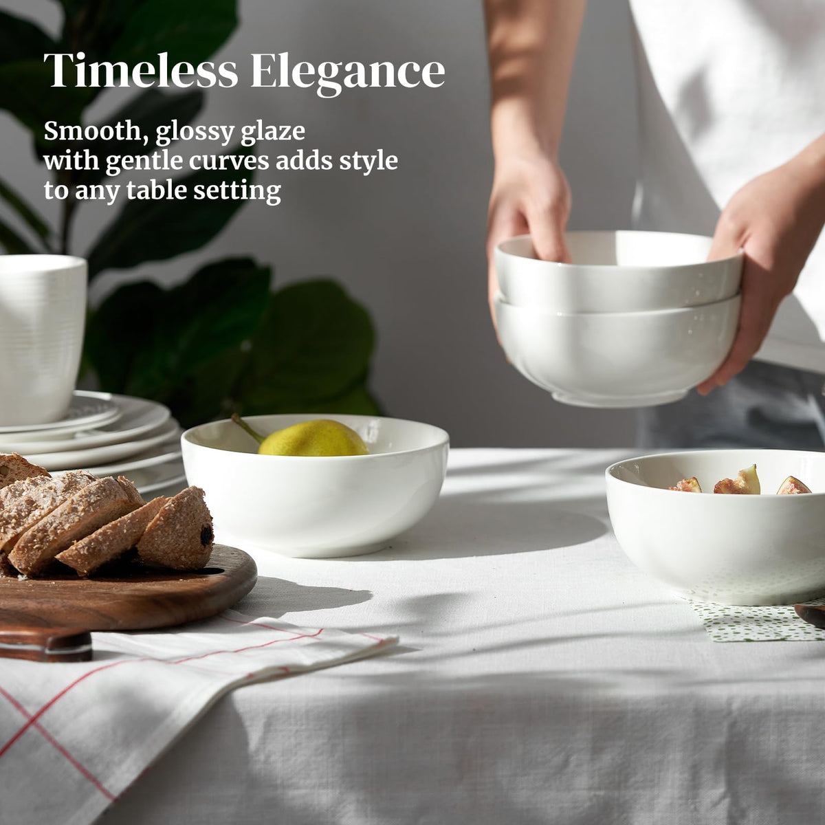White Ceramic Bowls Set of 4 H246756