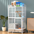 White 4 Tier Cat Cage with Litter Box M655