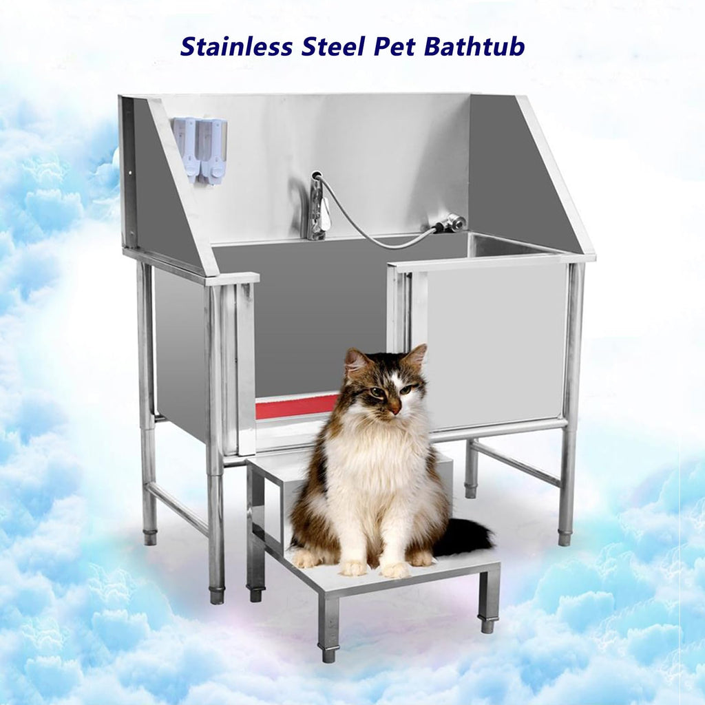 Stainless Steel Dog Bathing Station with Stairs O638921
