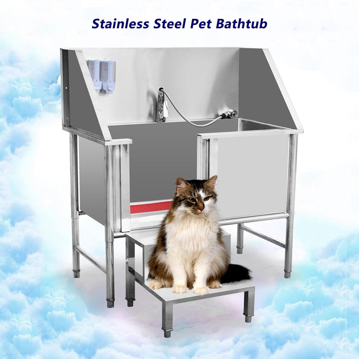 Stainless Steel Dog Bathing Station with Stairs O638921