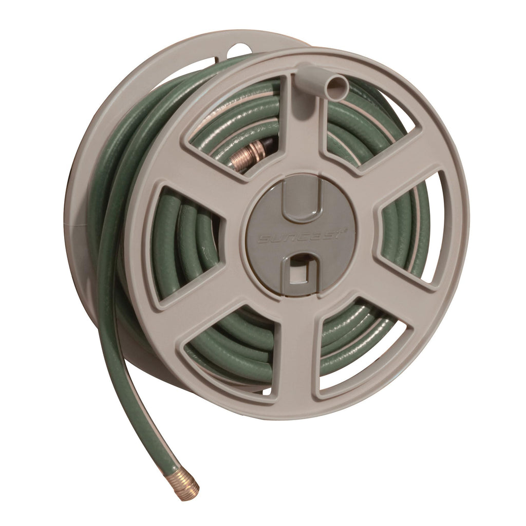 Wall Mount Garden Hose Reel 100 Feet Capacity Light Taupe Resin T490