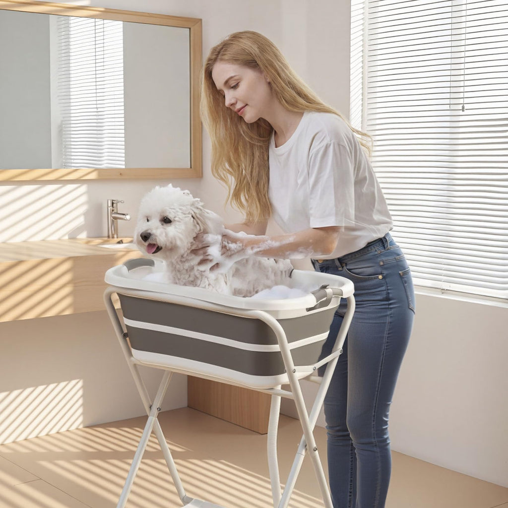 Elevated Collapsible Pet Bathtub with Drain Hose E26198