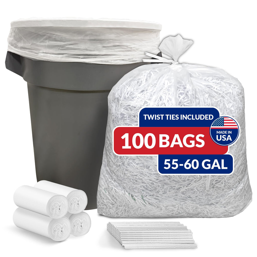 55 Gallon Heavy Duty Clear Trash Bags 100 Count X94792