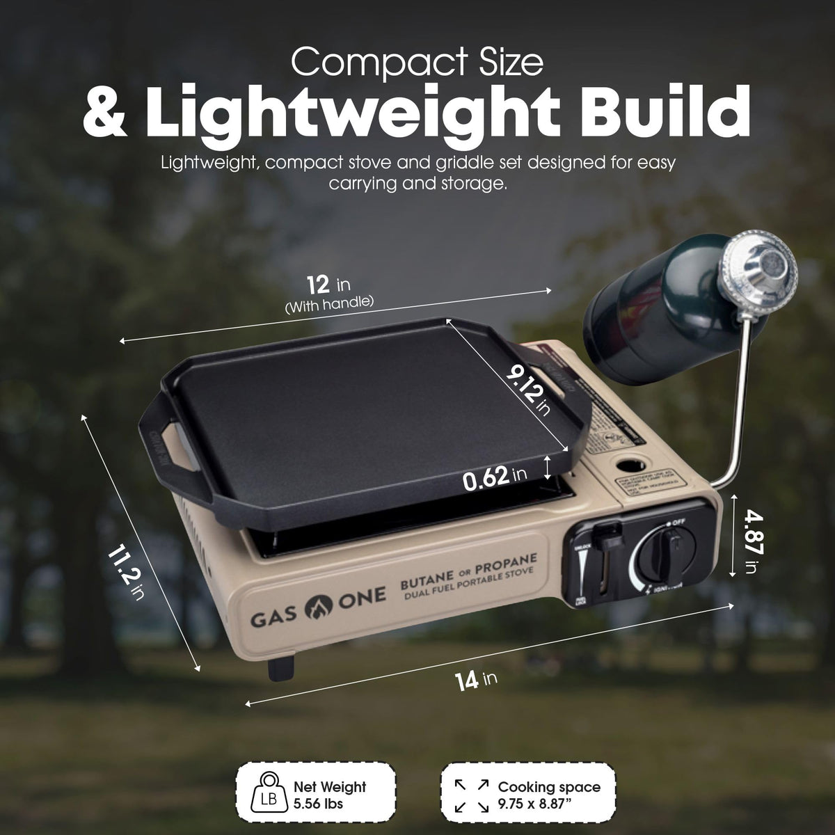 Dual Fuel Propane Butane Gas Stove with Griddle W8087