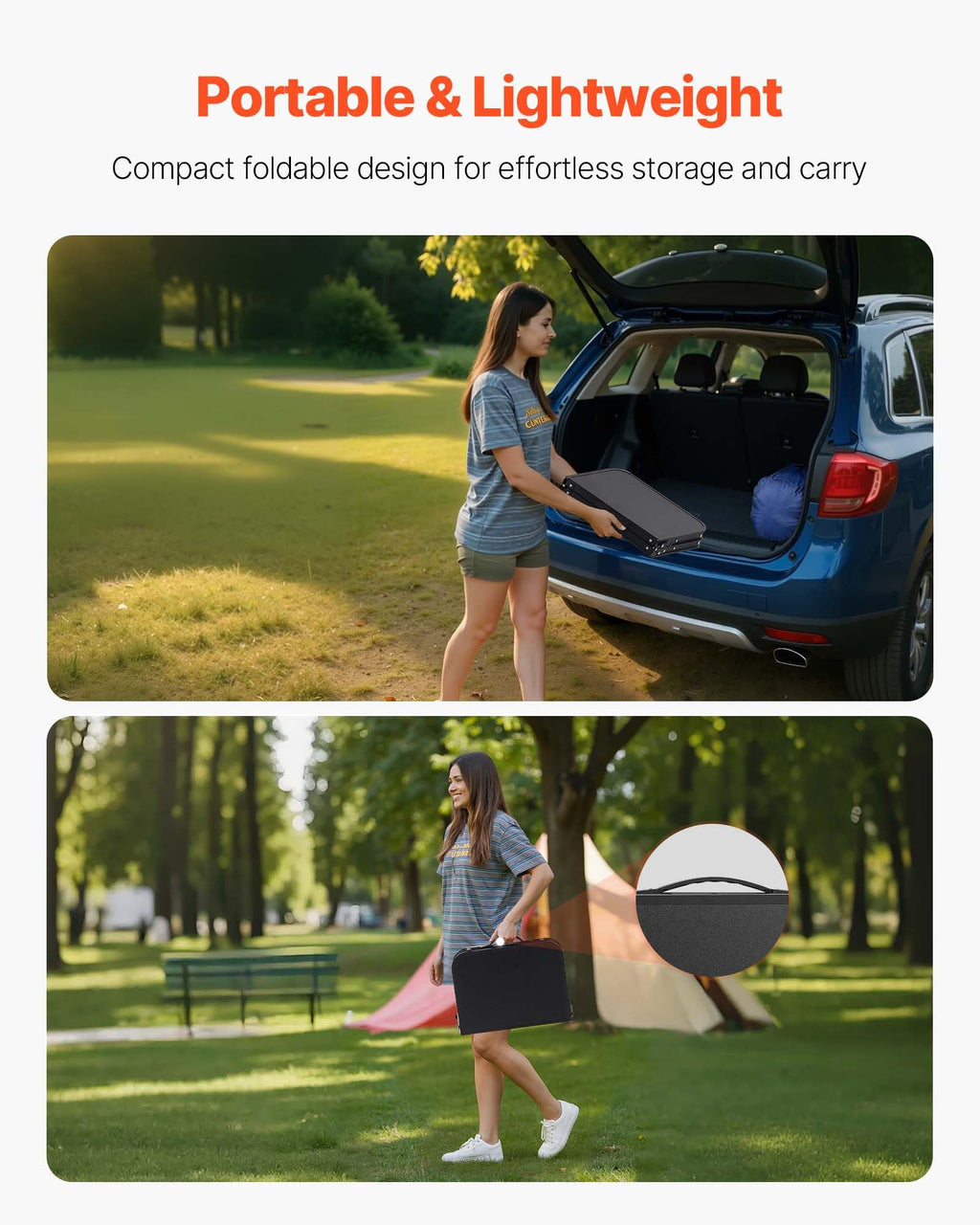 Folding Camping Table Adjustable Height Aluminum MDF 24 x 16 inch O492