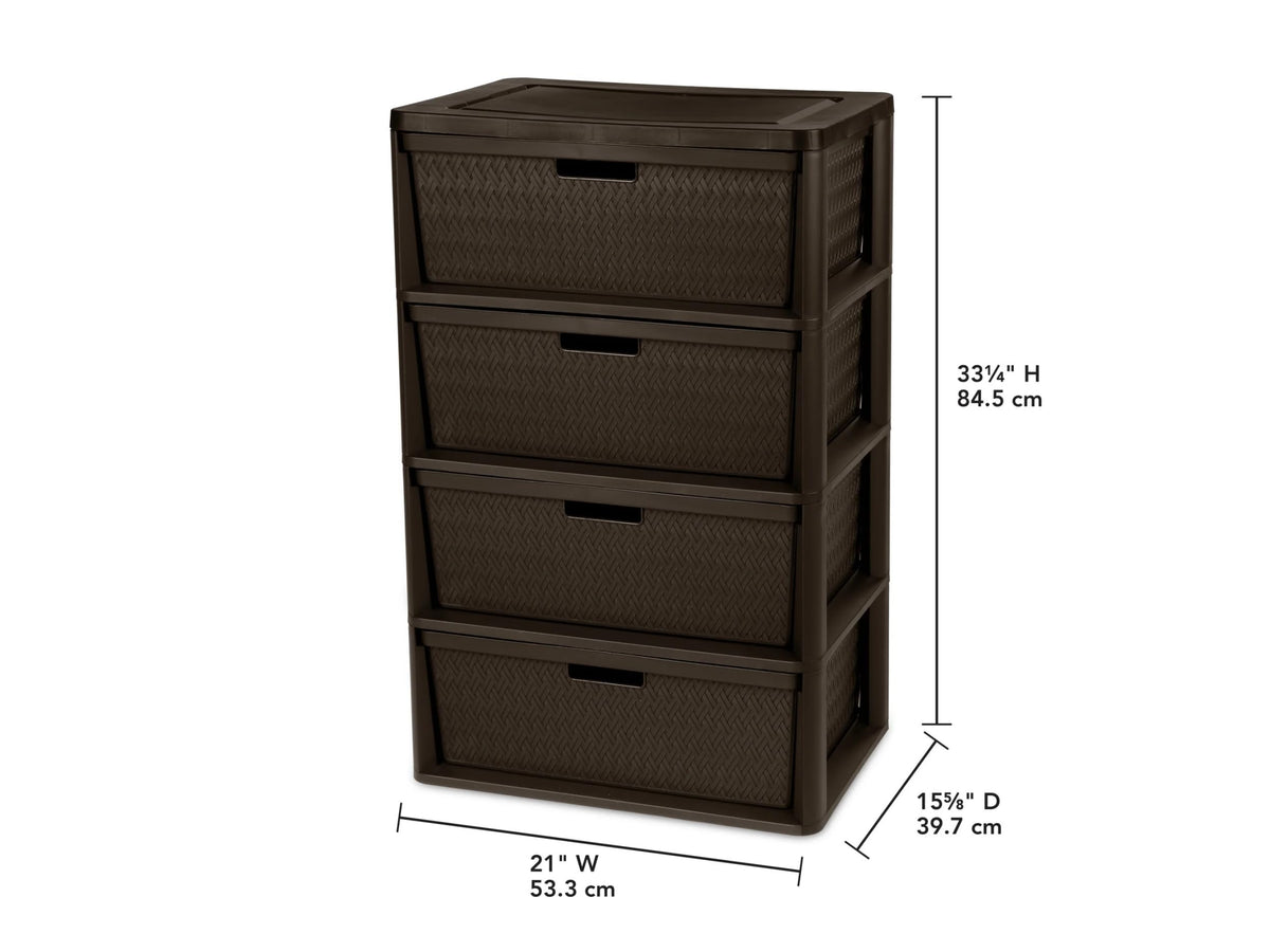 Brown 4 Drawer Plastic Storage Dresser V4513