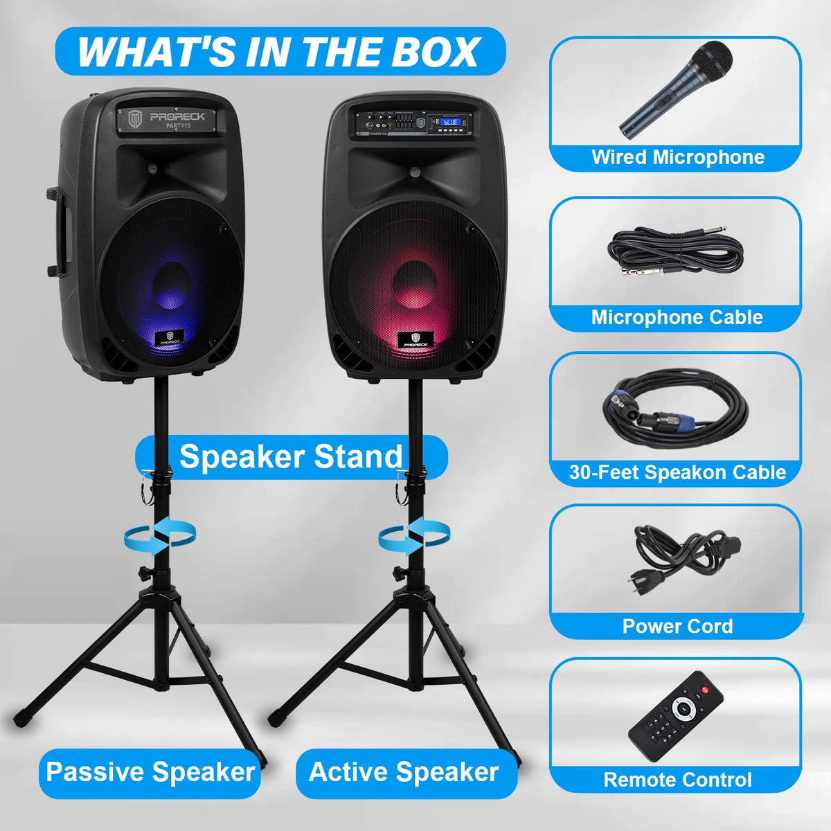 Portable 15-Inch 2000 Watt 2-Way Powered PA Speaker System I88388