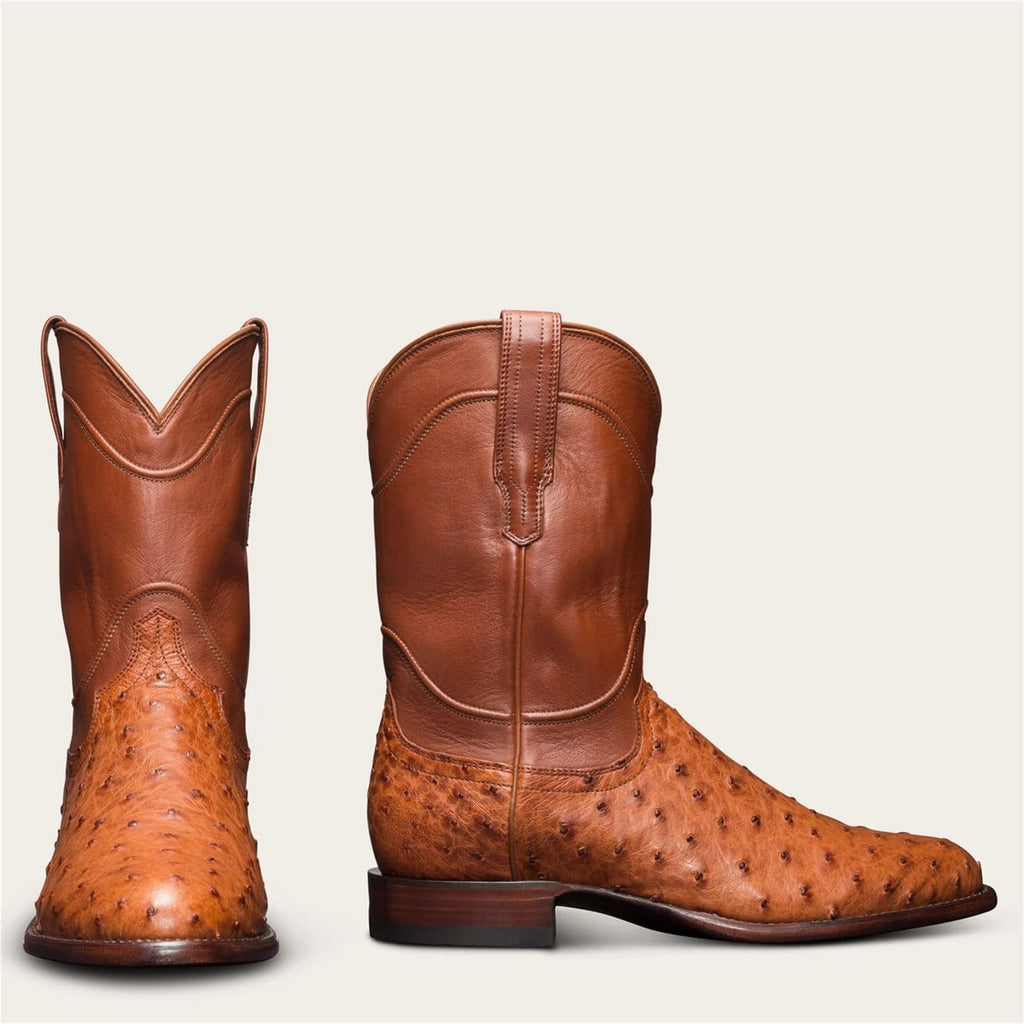 Men's Ostrich Pattern Leather Western Cowboy Boots X720489