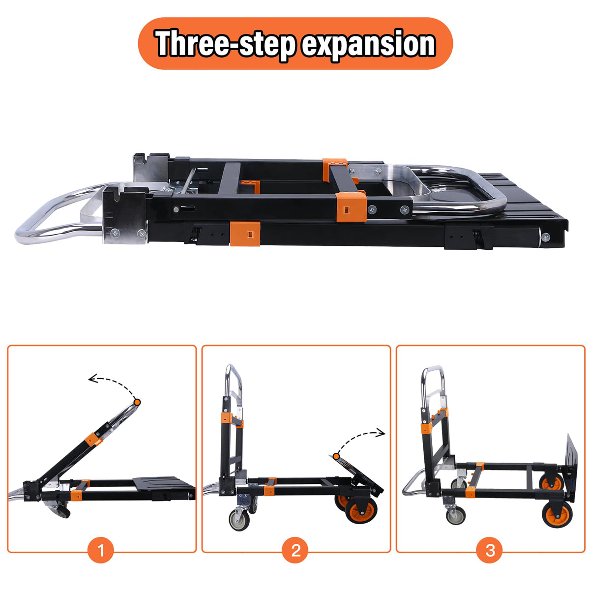 3 in 1 Folding Hand Truck 500lbs Capacity R612