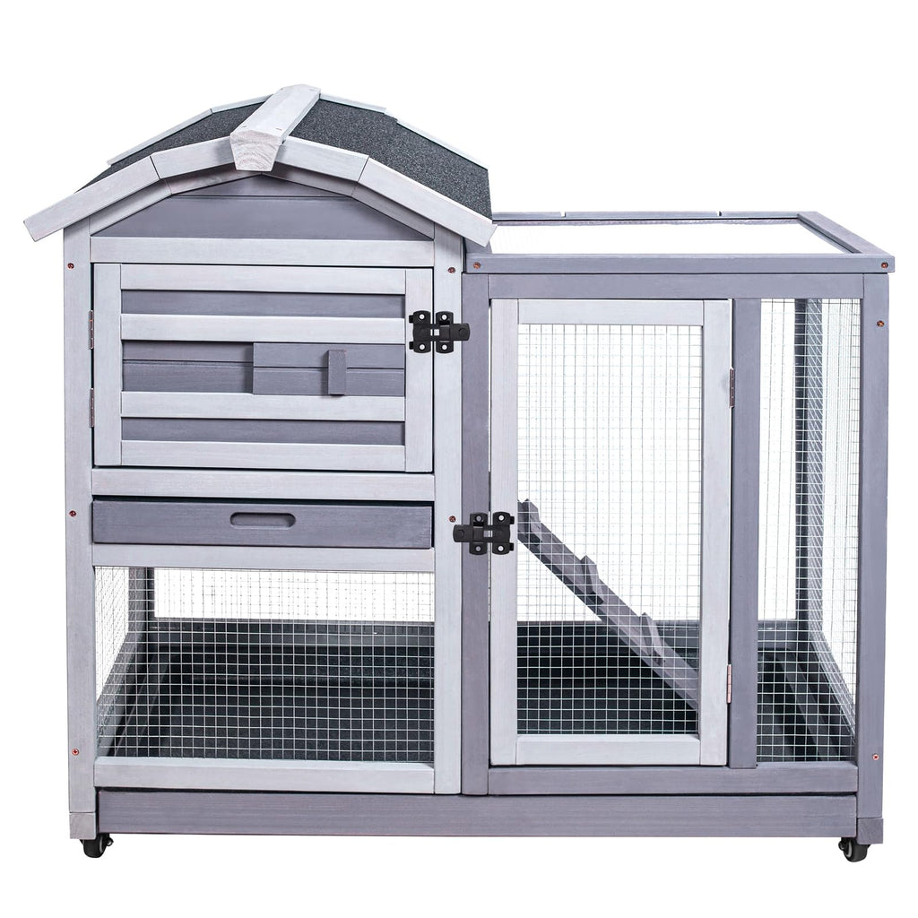 Wooden Rabbit Hutch with Waterproof Roof E203047