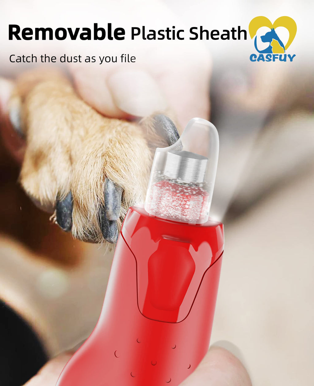 Quiet 6-Speed Rechargeable Electric Dog Nail Grinder with 2 LED Lights W14136