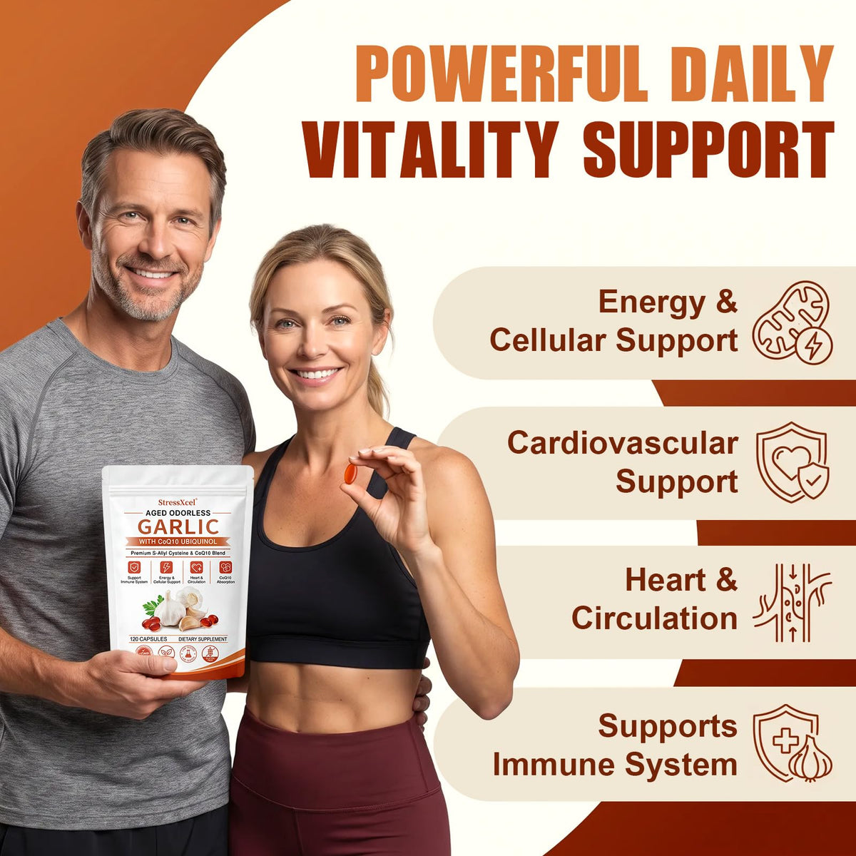 Odorless Garlic Extract Softgels with CoQ10 Ubiquinol and Vitamin K2 120 Softgels Y131472