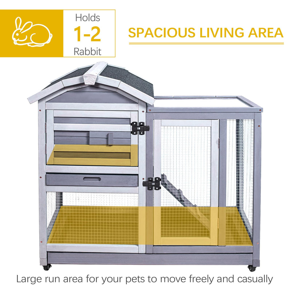 Wooden Rabbit Hutch with Waterproof Roof E203047