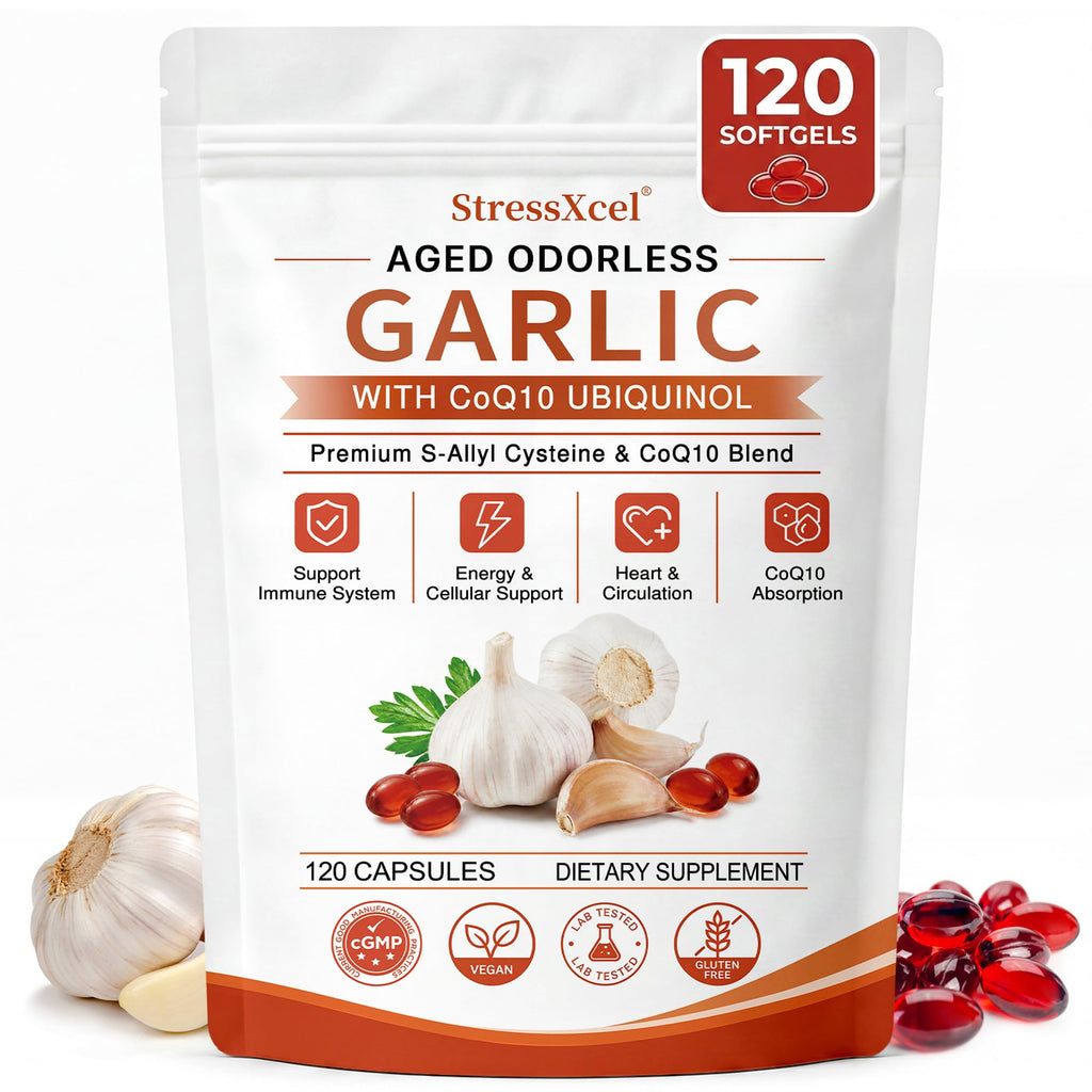 Odorless Garlic Extract Softgels with CoQ10 Ubiquinol and Vitamin K2 120 Softgels Y131472