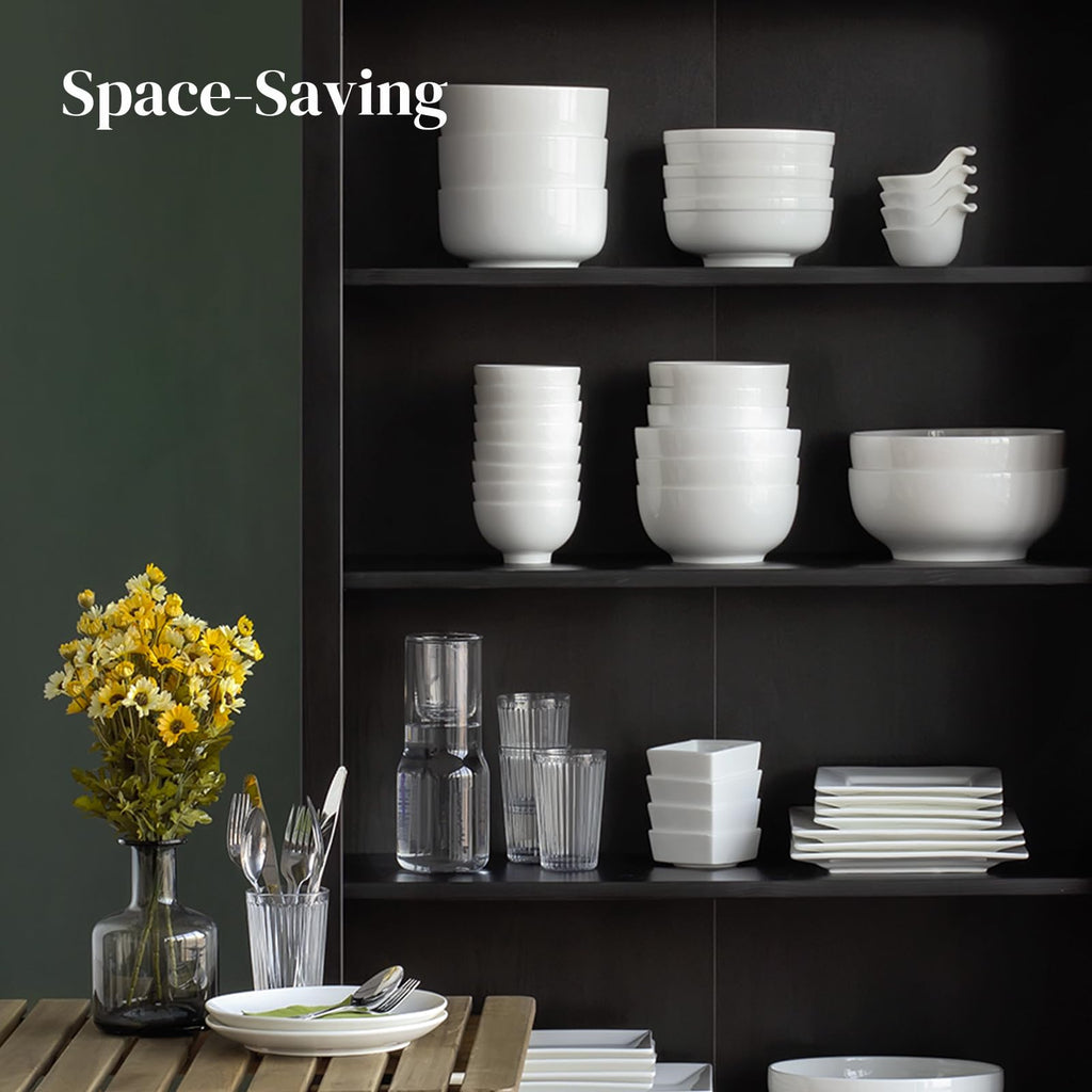 White Ceramic Bowls Set of 4 H246756
