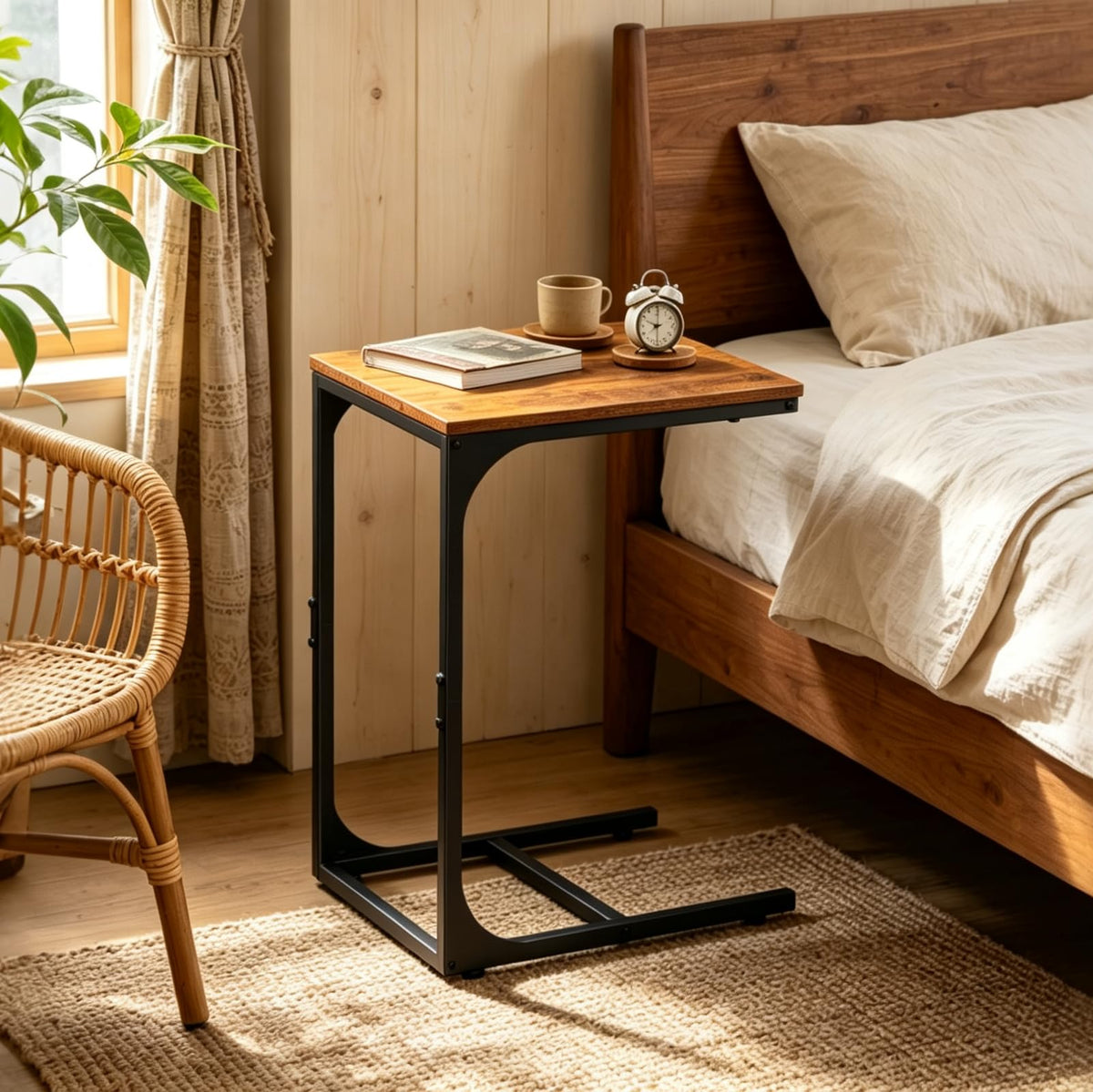 C-Shaped End Table Set of 2 Metal Frame U897004