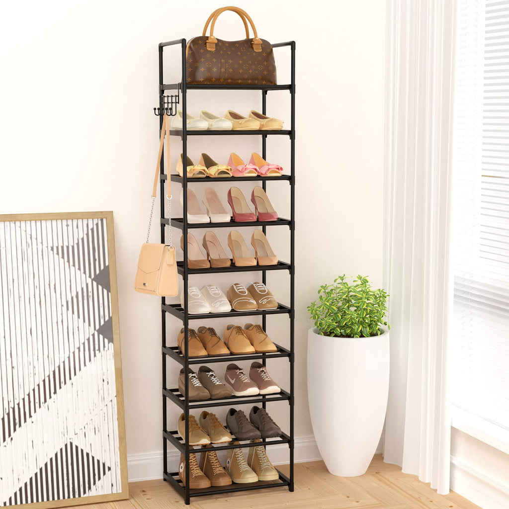 Black 10 Tiers Narrow Shoe Rack A2460