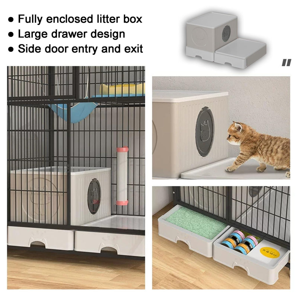 White 4 Tier Cat Cage with Litter Box M655