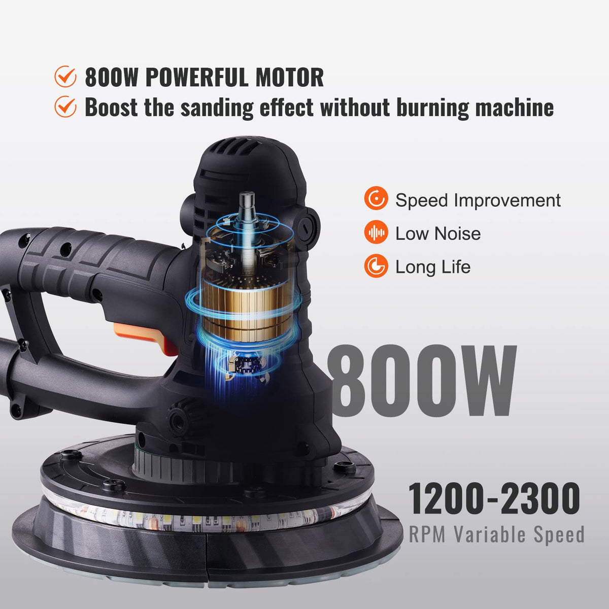 800W Electric Drywall Sander with 12 Sanding Discs I41226