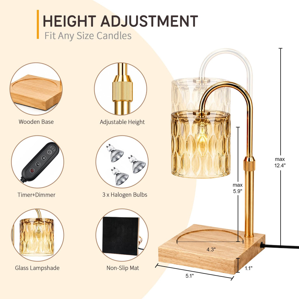 Adjustable Dimmable Candle Warmer Lamp with Timer R26363