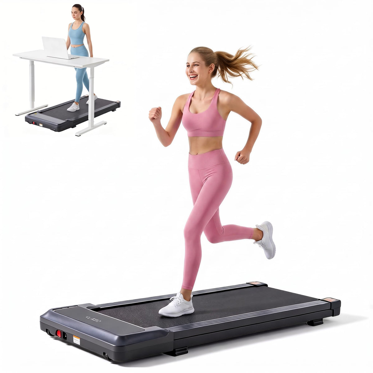 Black Portable 3-in-1 Walking Pad Treadmill Q402487