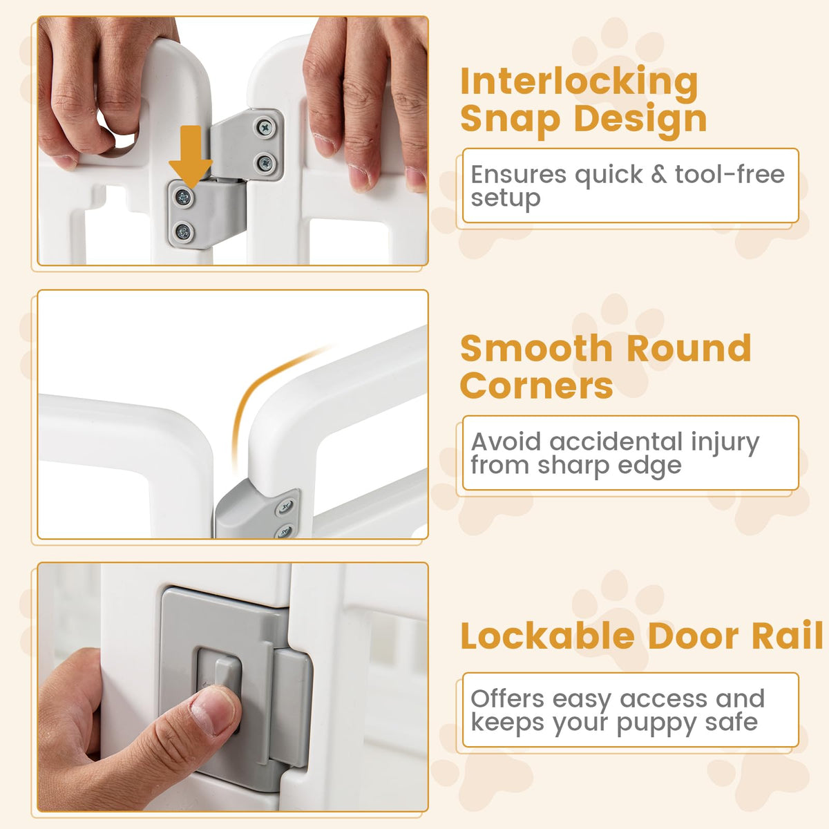 16 Panel 32''H Plastic Dog Playpen with Lockable Door X274194
