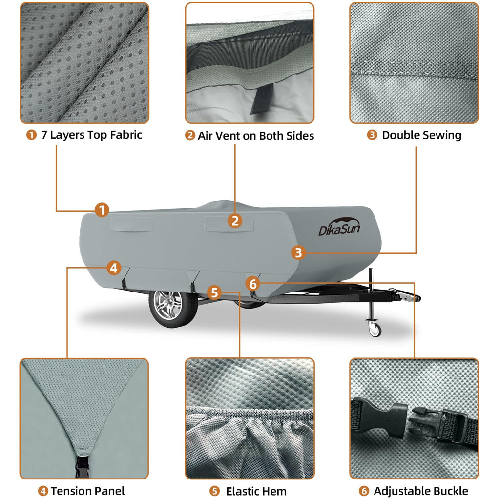14' ~ 16' 7 Layers Waterproof Pop-up Camper Cover B449