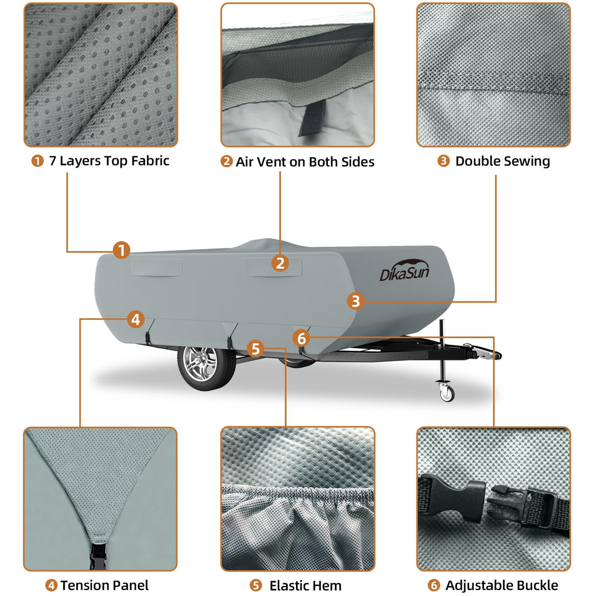 14' ~ 16' 7 Layers Waterproof Pop-up Camper Cover B449