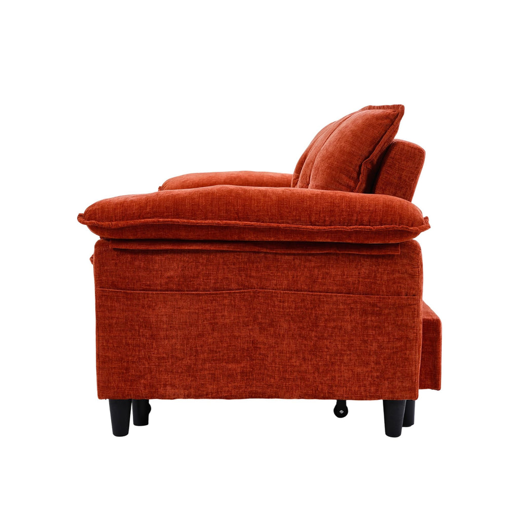Orange Velvet Sleeper Sofa Q53262