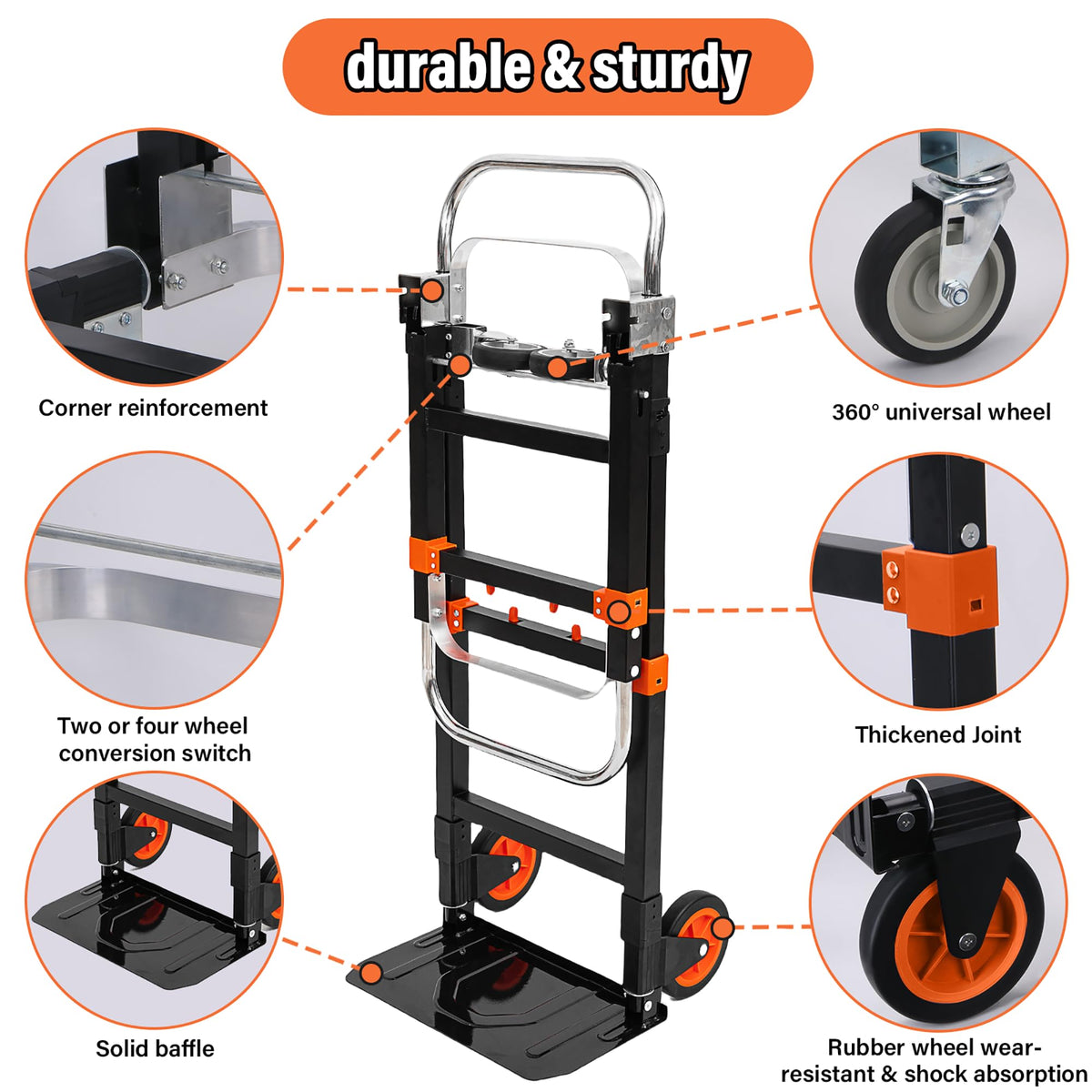 3 in 1 Folding Hand Truck 500lbs Capacity R612