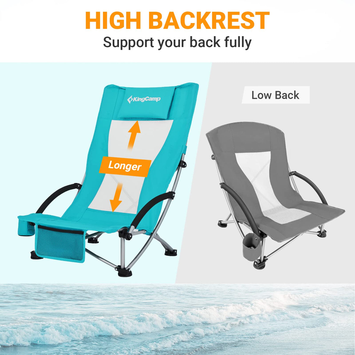 High Back Folding Beach Chair 2 Packs F470108